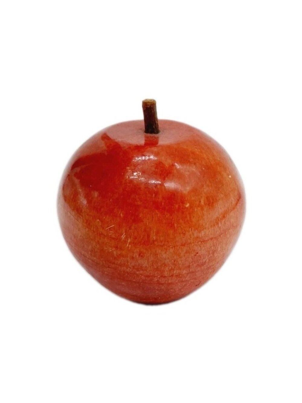 Alabaster Stone Red Apple Fruit Stem Paperweight